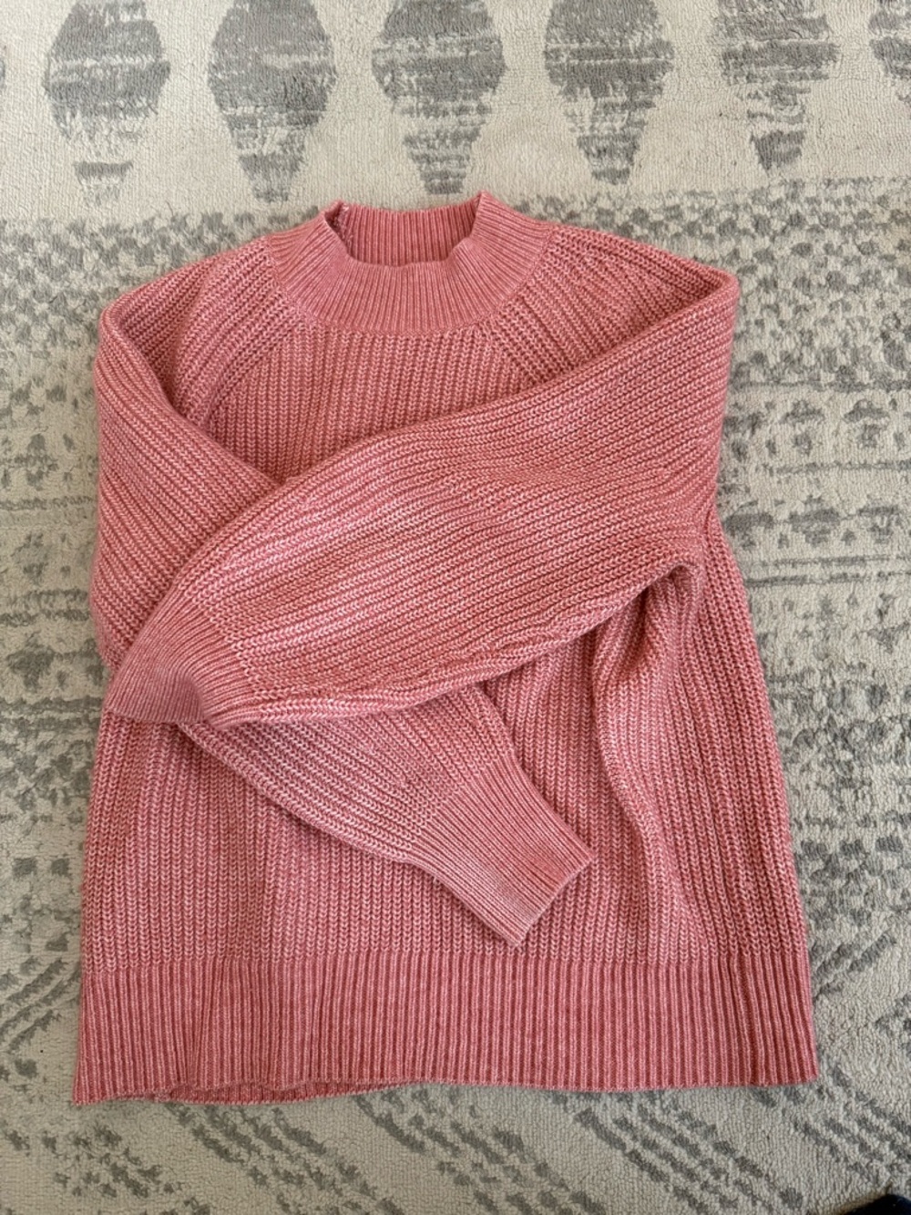 LOFT Dusty Rose Crewneck Ribbed Sweater